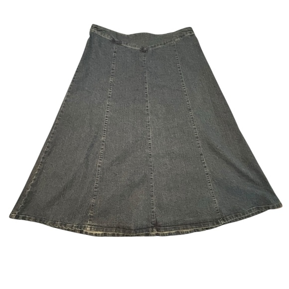 Chadwicks Dark Blue A-Line Midi Flare Skirt 16P Zip Front Elastic Waist - Picture 5 of 8